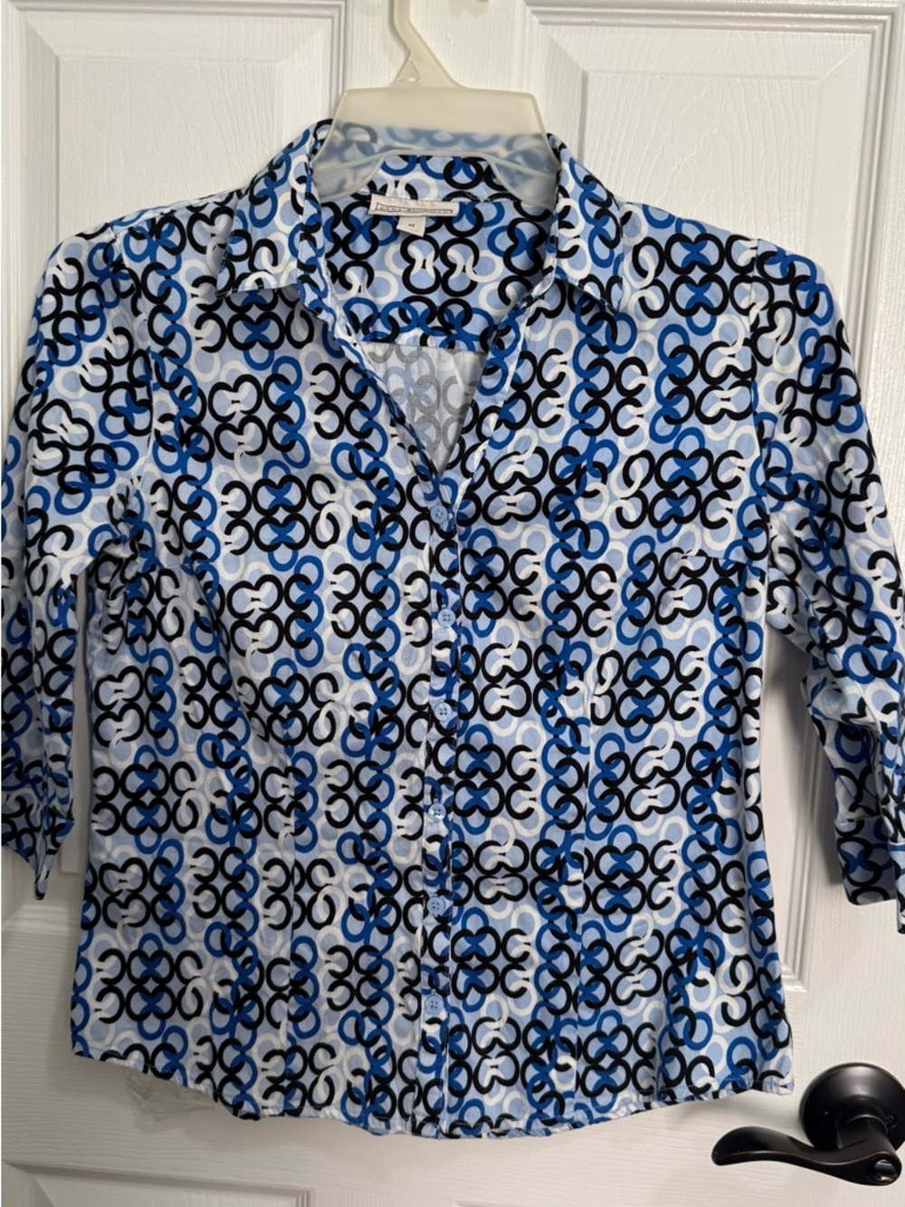 Blue & Black Chain Link Print Button-Up Shirt